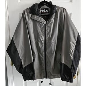 Men's Totes Windbreaker Raincoat Jacket Gray Black Size XL Velcro Pocket